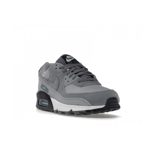 Кроссы Nike Air Max 90 Wolf Grey Chlorine Blue - мужская сетка размеров