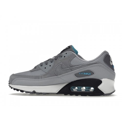 Кроссы Nike Air Max 90 Wolf Grey Chlorine Blue - мужская сетка размеров