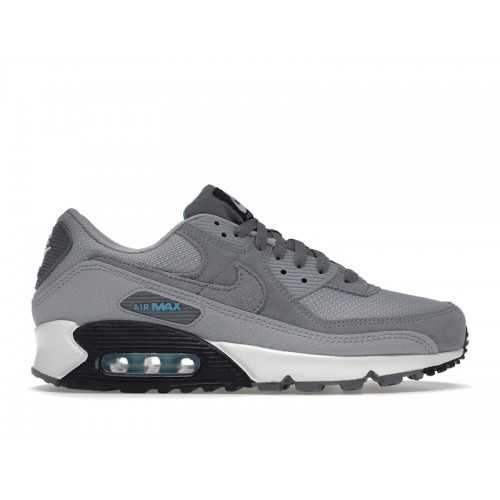 Кроссы Nike Air Max 90 Wolf Grey Chlorine Blue - мужская сетка размеров