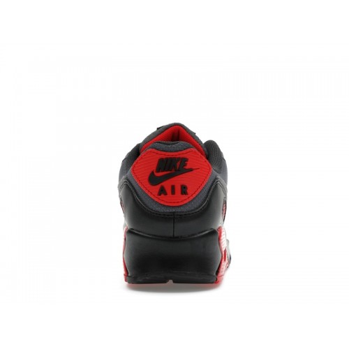 Кроссы Nike Air Max 90 Smoke Grey Fire Red - мужская сетка размеров