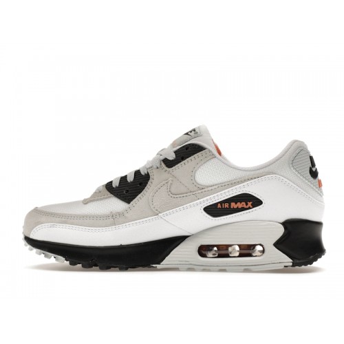 Кроссы Nike Air Max 90 White Black Hot Curry - мужская сетка размеров