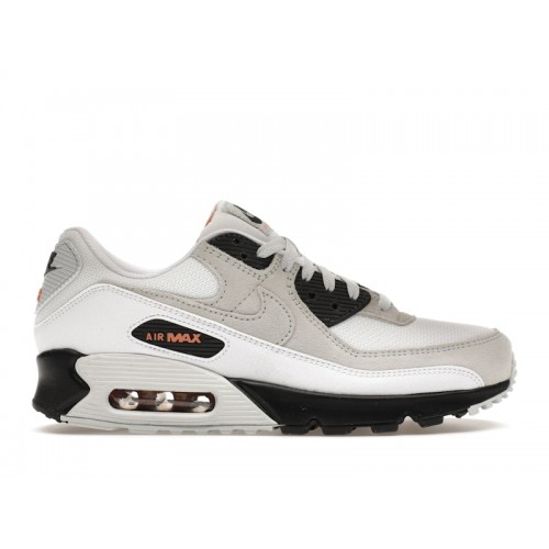 Кроссы Nike Air Max 90 White Black Hot Curry - мужская сетка размеров