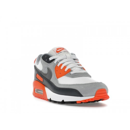 Кроссы Nike Air Max 90 Summit White Safety Orange Dark Smoke Grey Smoke Grey - мужская сетка размеров