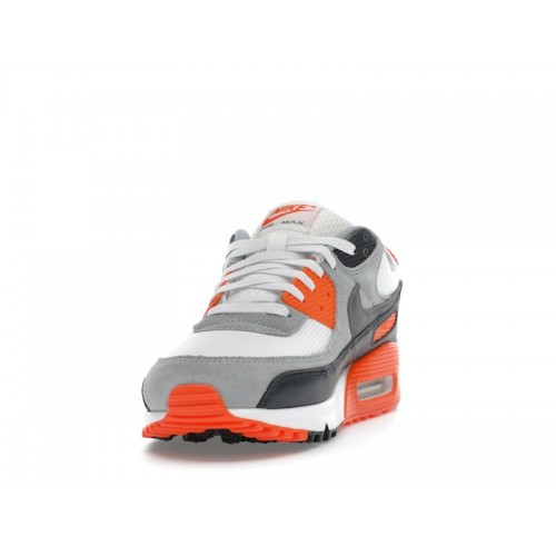 Кроссы Nike Air Max 90 Summit White Safety Orange Dark Smoke Grey Smoke Grey - мужская сетка размеров