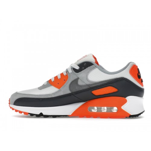 Кроссы Nike Air Max 90 Summit White Safety Orange Dark Smoke Grey Smoke Grey - мужская сетка размеров