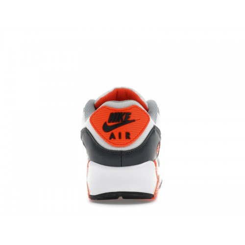 Кроссы Nike Air Max 90 Summit White Safety Orange Dark Smoke Grey Smoke Grey - мужская сетка размеров