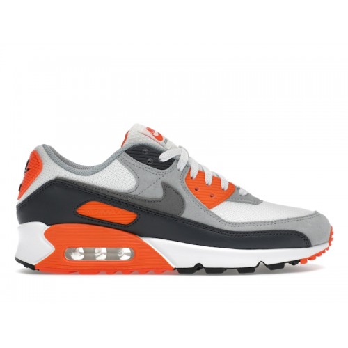 Кроссы Nike Air Max 90 Summit White Safety Orange Dark Smoke Grey Smoke Grey - мужская сетка размеров