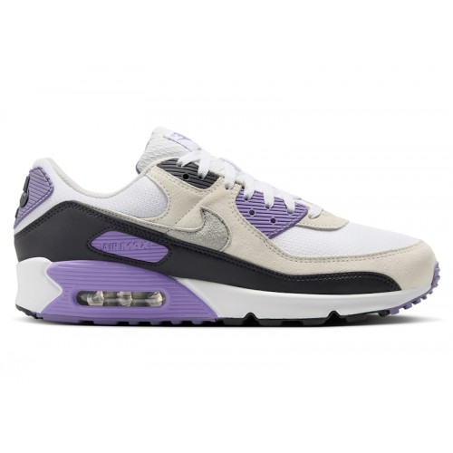Кроссы Nike Air Max 90 White Dusty Amethyst Photon Dust Light Smoke Grey - мужская сетка размеров