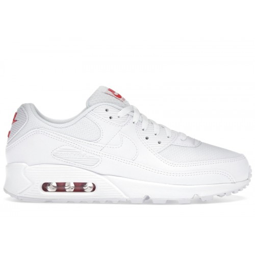 Nike Air Max 90 White Light Crimson - мужская сетка размеров