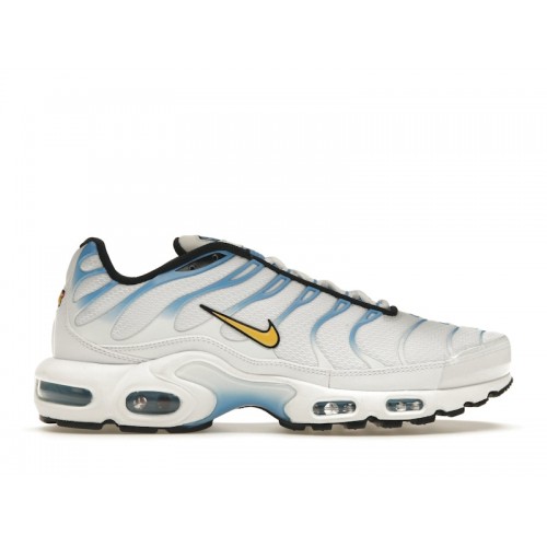 Кроссы Nike Air Max Plus White University Blue Gold - мужская сетка размеров