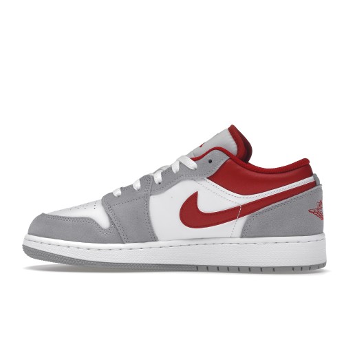 Кроссы Jordan 1 Low SE Smoke Grey Gym Red (GS) - подростковая сетка размеров