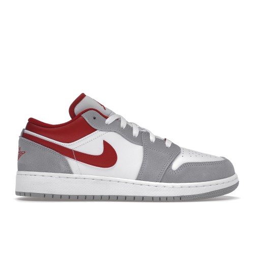 Кроссы Jordan 1 Low SE Smoke Grey Gym Red (GS) - подростковая сетка размеров