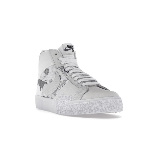 Кроссы Nike SB Zoom Blazer Mid Premium Floral White Grey - мужская сетка размеров