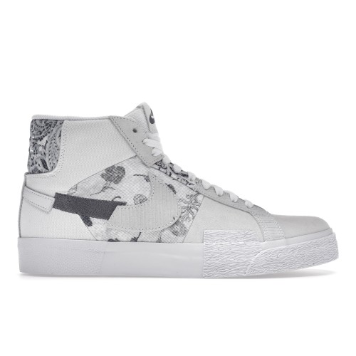 Кроссы Nike SB Zoom Blazer Mid Premium Floral White Grey - мужская сетка размеров