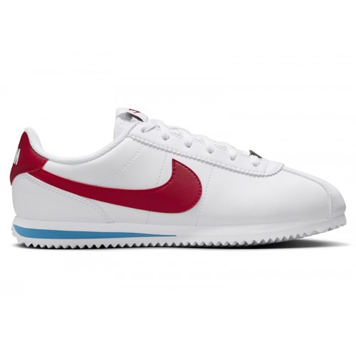 Кроссы Nike Cortez White Varsity Blue Varsity Red (GS) - подростковая сетка размеров