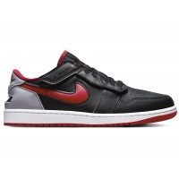 Jordan 1 Low FlyEase Black Cement Grey White Fire Red
