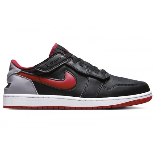 Air Jordan 1 Low FlyEase Black Cement Fire Red - мужская сетка размеров