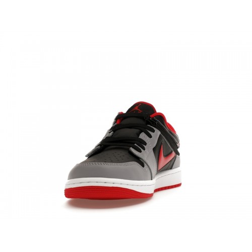 Кроссы Jordan 1 Low Flyease Fire Red Cement Grey - мужская сетка размеров