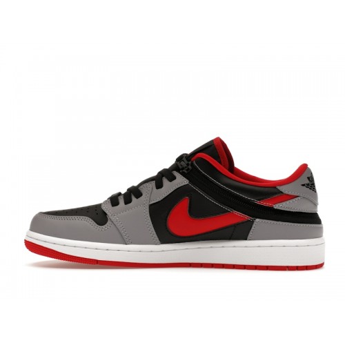 Кроссы Jordan 1 Low Flyease Fire Red Cement Grey - мужская сетка размеров