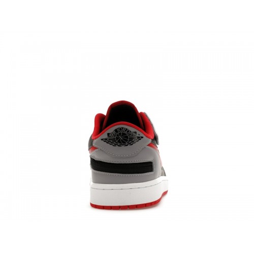 Кроссы Jordan 1 Low Flyease Fire Red Cement Grey - мужская сетка размеров