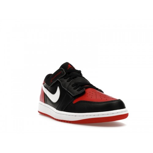 Кроссы Jordan 1 Low FlyEase Black White Gym Red - мужская сетка размеров