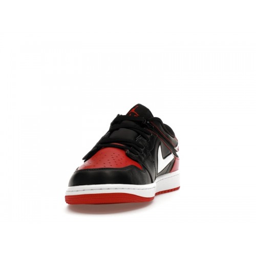 Кроссы Jordan 1 Low FlyEase Black White Gym Red - мужская сетка размеров