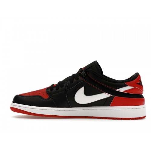 Кроссы Jordan 1 Low FlyEase Black White Gym Red - мужская сетка размеров