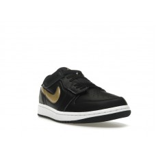 Jordan 1 Low FlyEase Black White Metallic Gold
