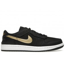 Jordan 1 Low FlyEase Black White Metallic Gold