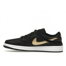 Jordan 1 Low FlyEase Black White Metallic Gold
