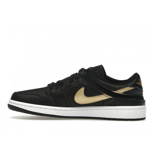 Air Jordan 1 Low FlyEase Black Metallic Gold - мужская сетка размеров