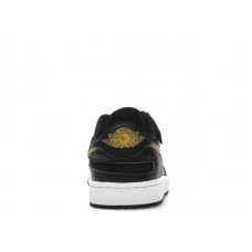 Jordan 1 Low FlyEase Black White Metallic Gold