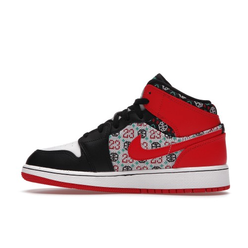 Кроссы Jordan 1 Mid SE Ugly Christmas Sweater (GS) - подростковая сетка размеров