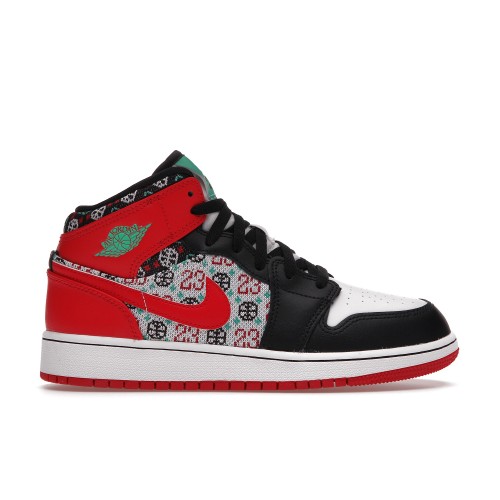 Кроссы Jordan 1 Mid SE Ugly Christmas Sweater (GS) - подростковая сетка размеров