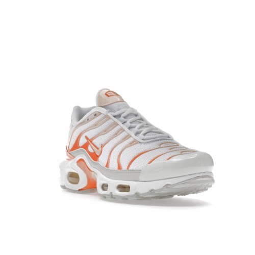 Кроссы Nike Air Max Plus White Atomic Orange (W) - женская сетка размеров