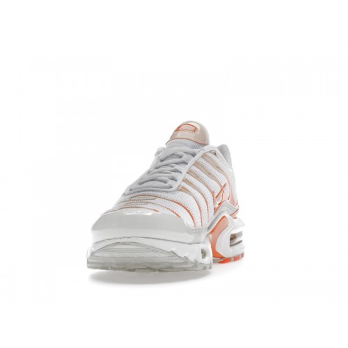 Кроссы Nike Air Max Plus White Atomic Orange (W) - женская сетка размеров