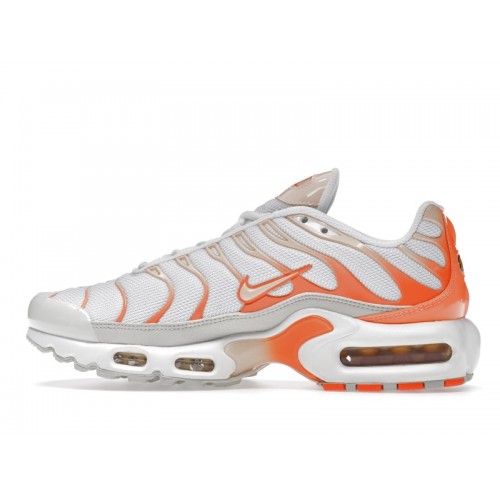 Кроссы Nike Air Max Plus White Atomic Orange (W) - женская сетка размеров