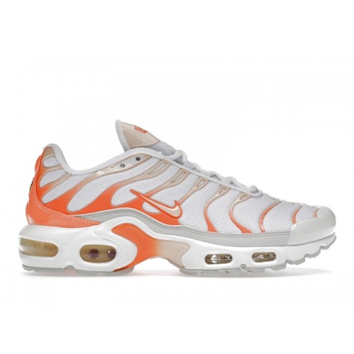 Кроссы Nike Air Max Plus White Atomic Orange (W) - женская сетка размеров