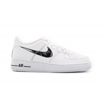 Подростковые кроссовки Nike Air Force 1 Low Sketch White Black (GS)