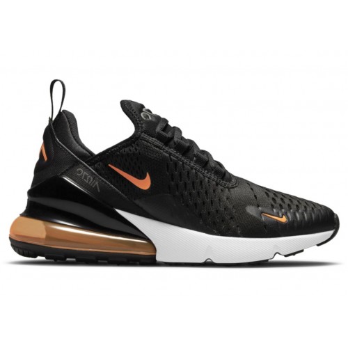 Кроссы Nike Air Max 270 Black Total Orange (GS) - подростковая сетка размеров