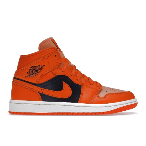 Кроссы Jordan 1 Mid SE Rush Orange Crimson Bliss (W) - женская сетка размеров