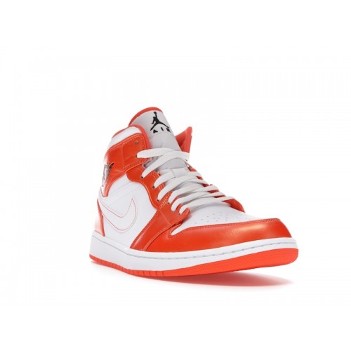 Кроссы Jordan 1 Mid Metallic Orange - мужская сетка размеров