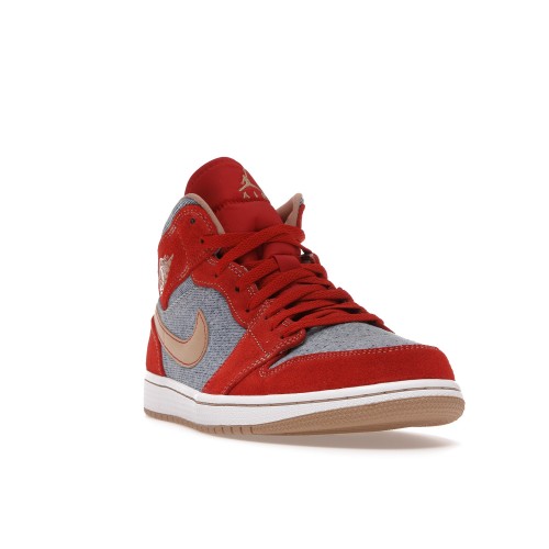 Кроссы Jordan 1 Mid Denim Red - мужская сетка размеров