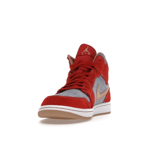 Кроссы Jordan 1 Mid Denim Red - мужская сетка размеров