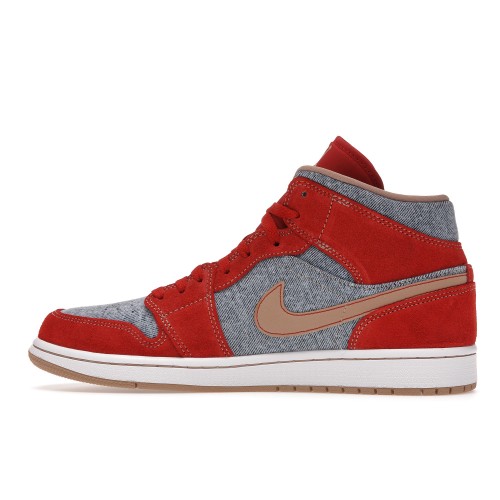 Кроссы Jordan 1 Mid Denim Red - мужская сетка размеров
