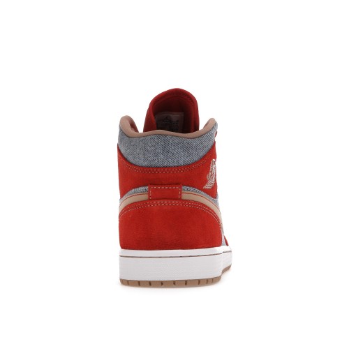 Кроссы Jordan 1 Mid Denim Red - мужская сетка размеров