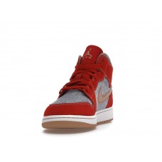 Подростковые Jordan 1 Mid Denim Red (GS)