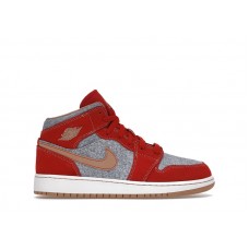 Подростковые Jordan 1 Mid Denim Red (GS)
