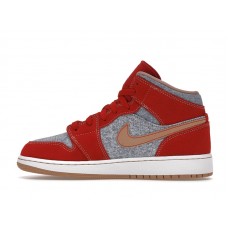 Подростковые Jordan 1 Mid Denim Red (GS)