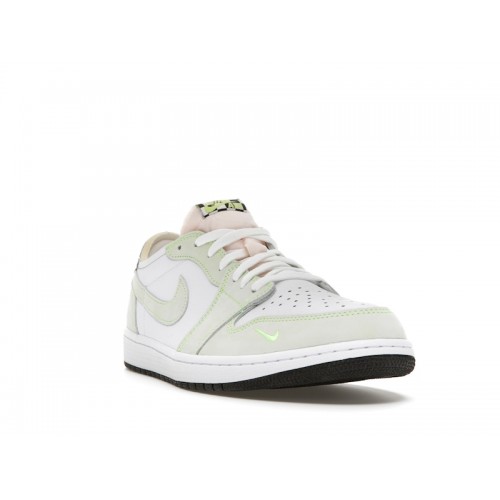 Кроссы Jordan 1 Retro Low White Ghost Green Black - мужская сетка размеров